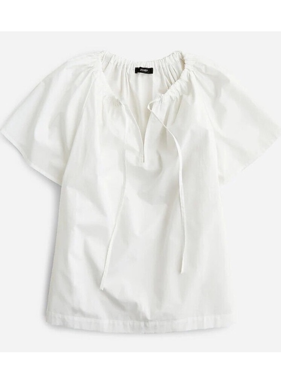 J. Crew Tops - J. Crew White Peasant Tie-Neck Top